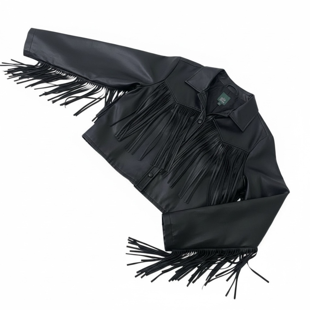 Wild Fable Fringe Black Faux Leather Jacket Size XL
Western Boho Cowgirl Country - Picture 3 of 16